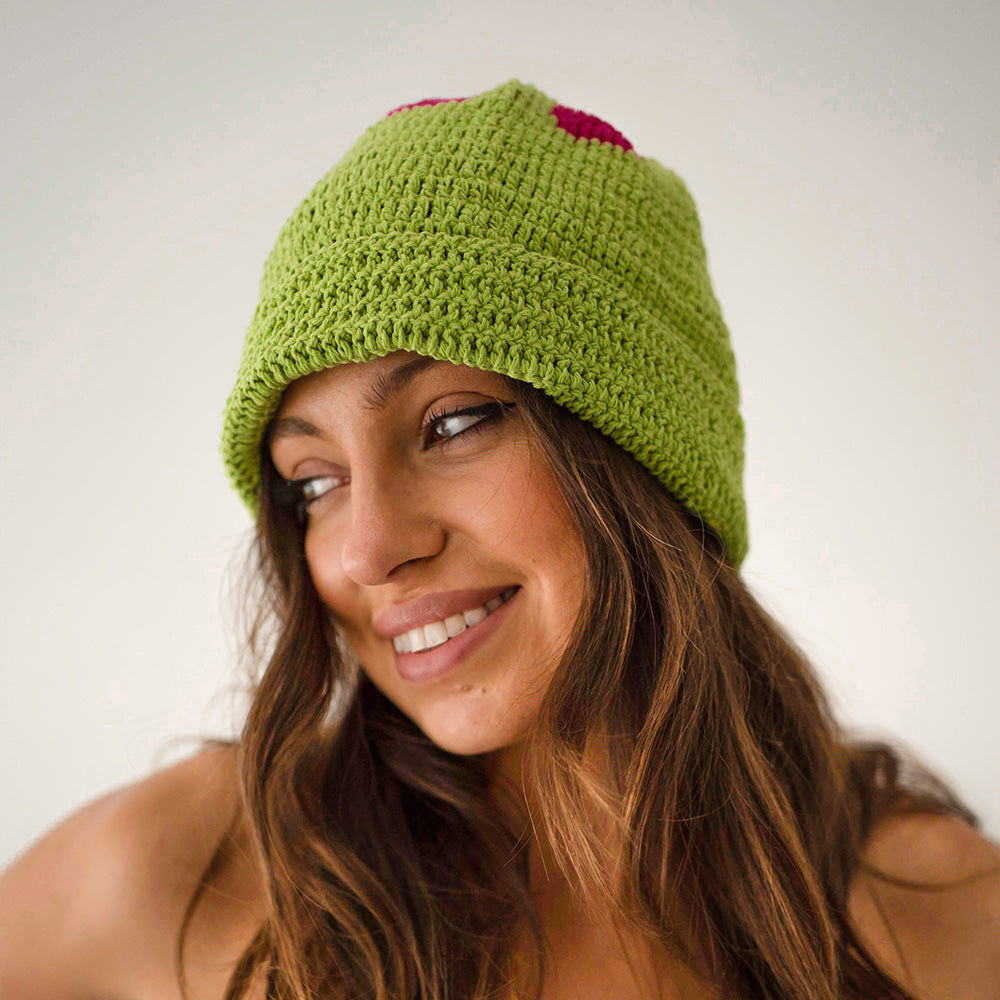 Flora Crochet Beanie | Green