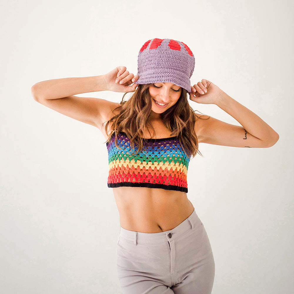 Flora Crochet Beanie | Purple