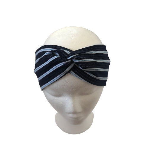 Navy Pinstripe Turban Headband
