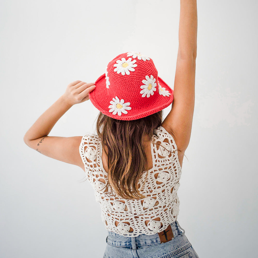 Daisy Crochet Brim Hat