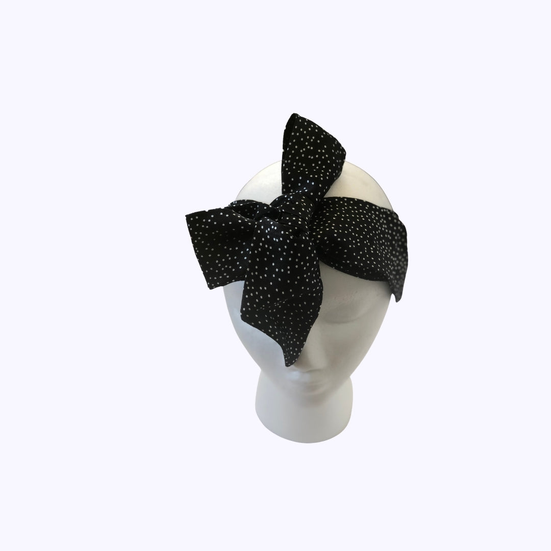 Black Polka Dot Bow Knot Headscarf