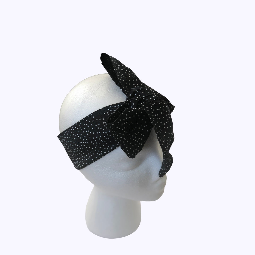 Black Polka Dot Bow Knot Headscarf