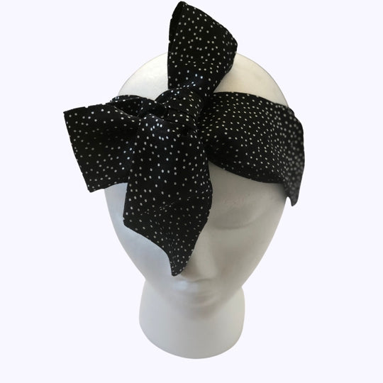 Black Polka Dot Bow Knot Headscarf