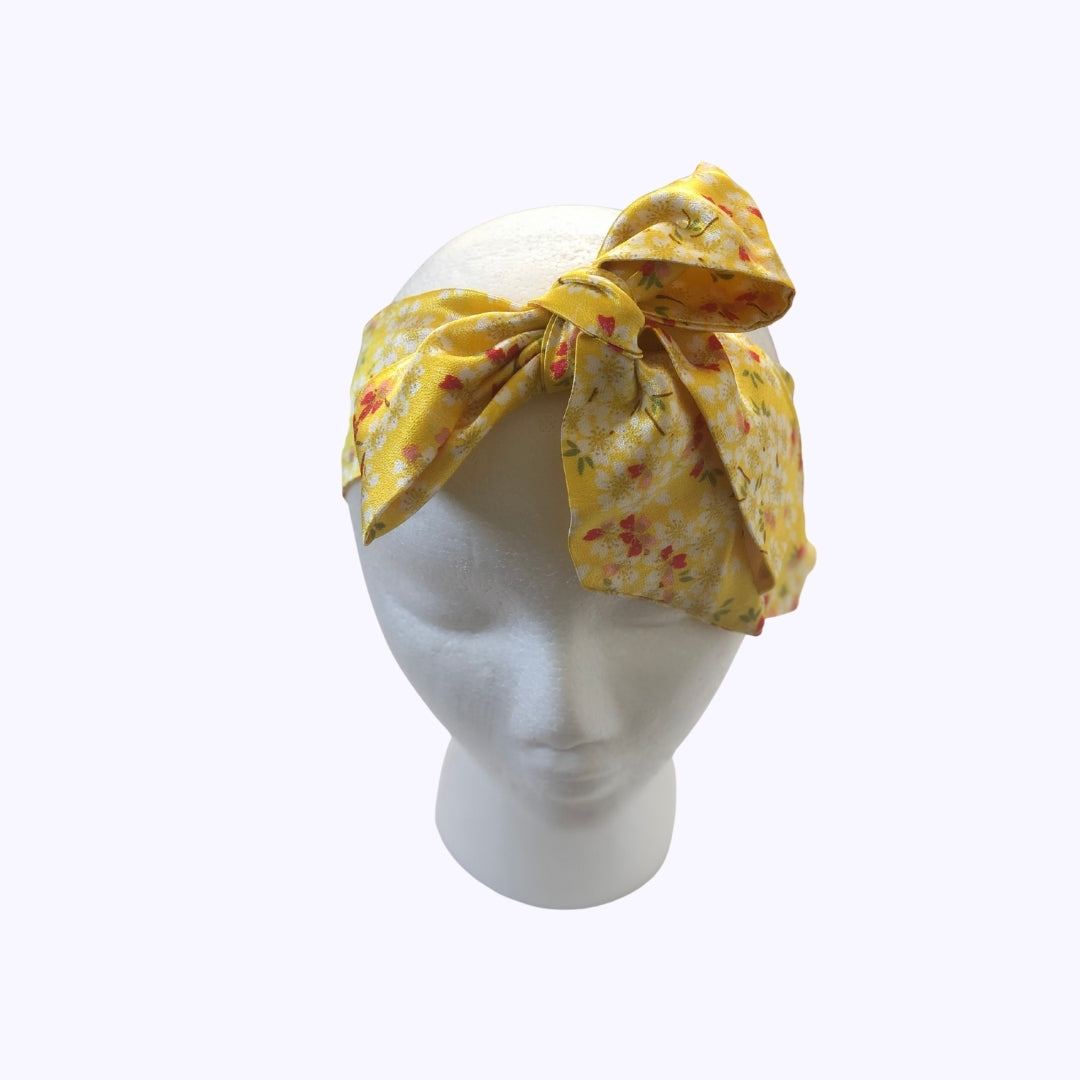 Floral Print Bow Knot Headscarf