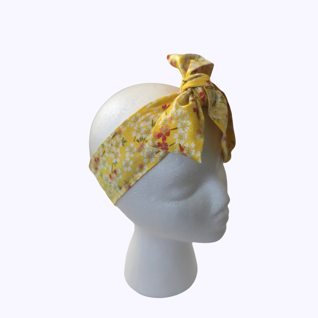 Floral Print Bow Knot Headscarf