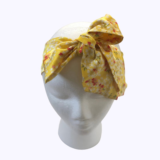 Floral Print Bow Knot Headscarf