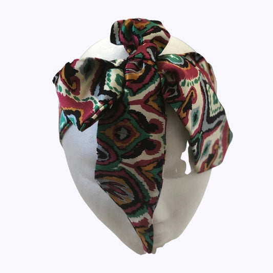 Geometric Print Bow Knot Headscarf